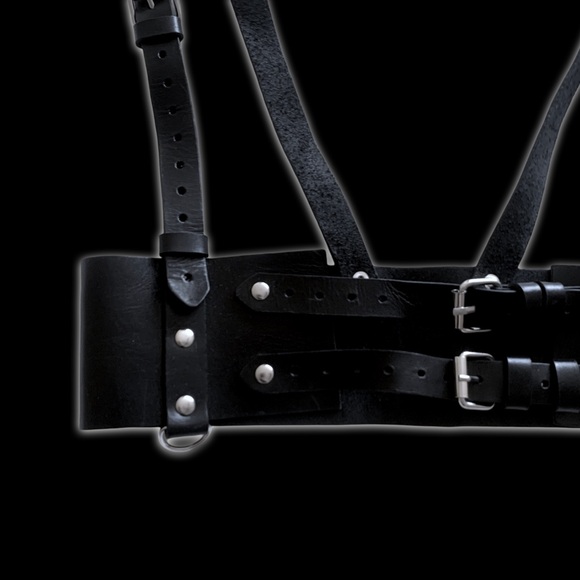 Leather Chest Harness Vest and Under Bust Corset Buckle Hard Core Harness - Picture 4 of 7